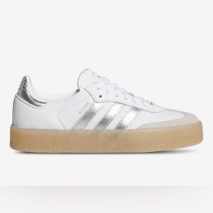 Adidas Women's Samba Sneakers - White and Silver Size 8.5